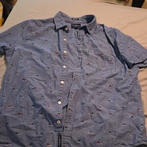 American Eagle Outfitters Blue Casual Button Down Shirt